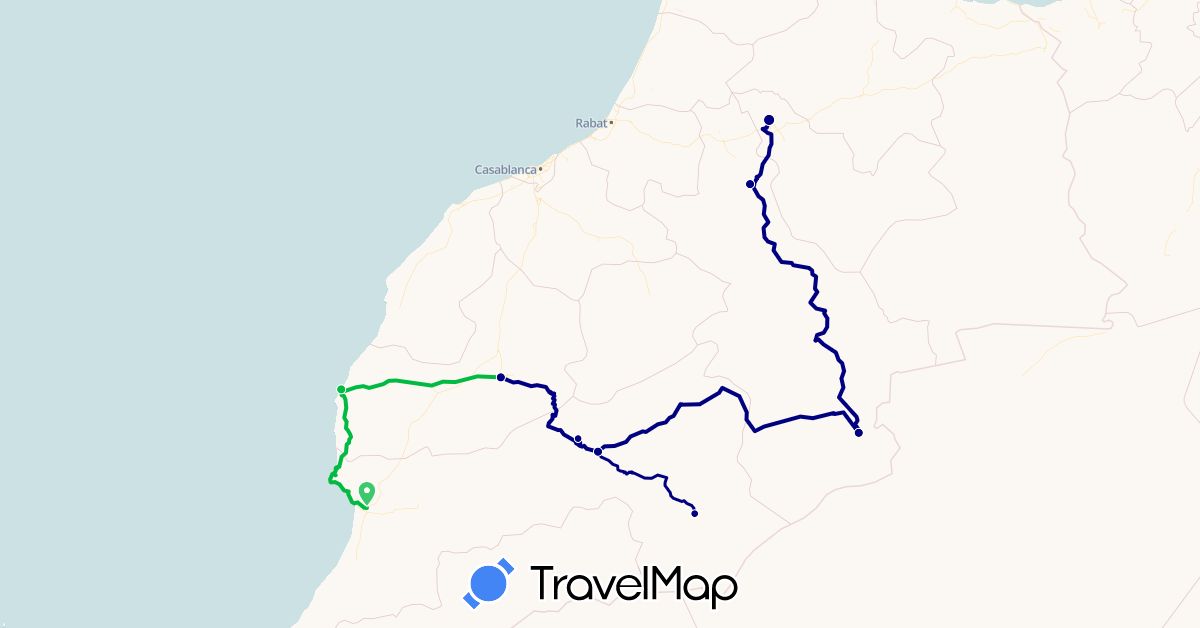 TravelMap itinerary: driving, bus in Morocco (Africa)